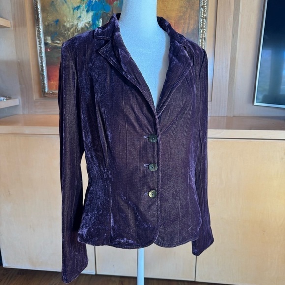 Jon Crush Textured Velvet and Silk Purple Iridescent Blazer - Picture 2 of 12